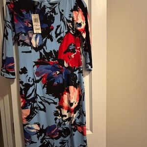 INC International Concepts Red and Black Sheath Dress 3/4 Sleeve